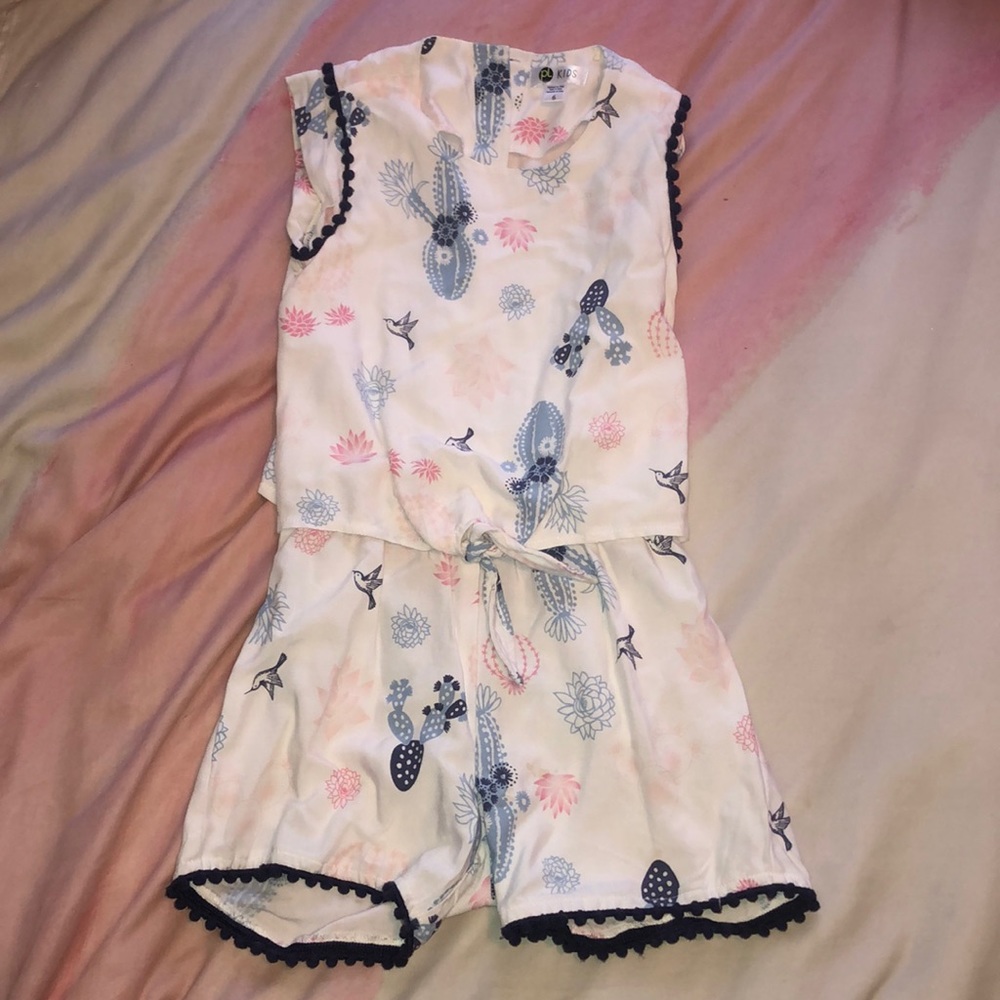 PL kids cute floral romper open back girls size 6